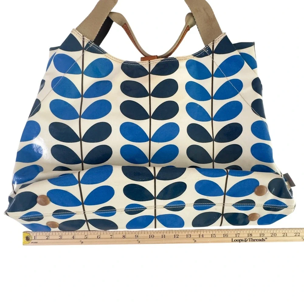 Orla Kiely Stem Print Tote Bag Blue Laminated Cotton Large - Picture 7 of 9